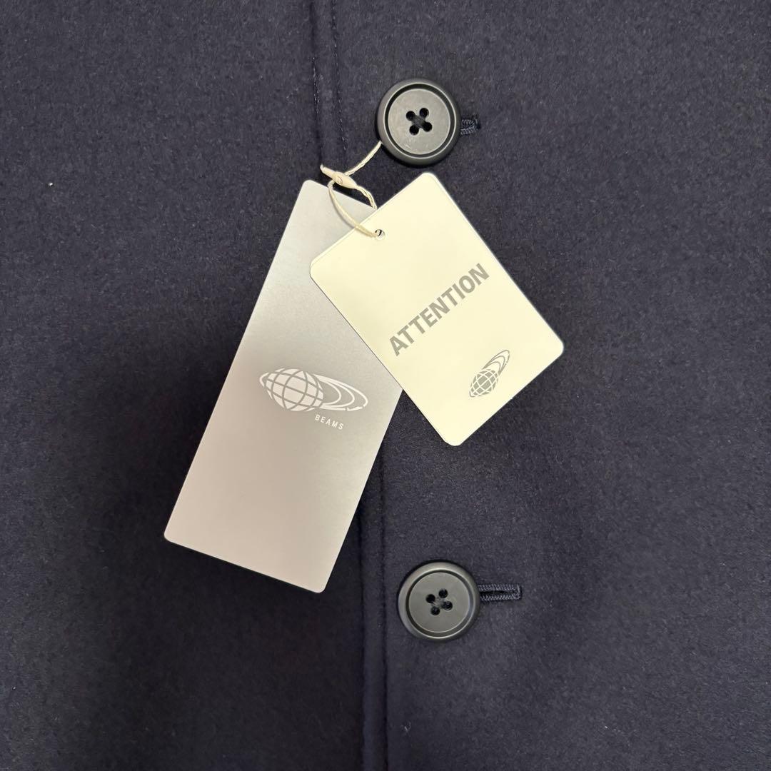 【新品未使用】BEAMS フリースステンカラーコート　L ネイビー