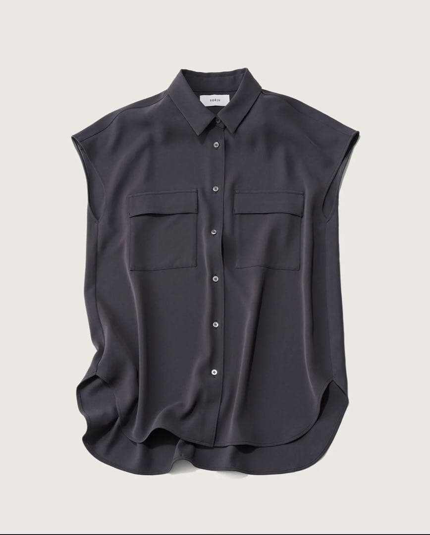 【新品】　SOÉJU ソージュ　ヴィンテージサテンシャツ　チャコール　M