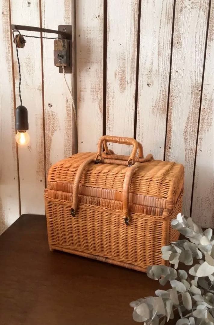 ヴィンテージ　バスケット　ピクニックバスケット