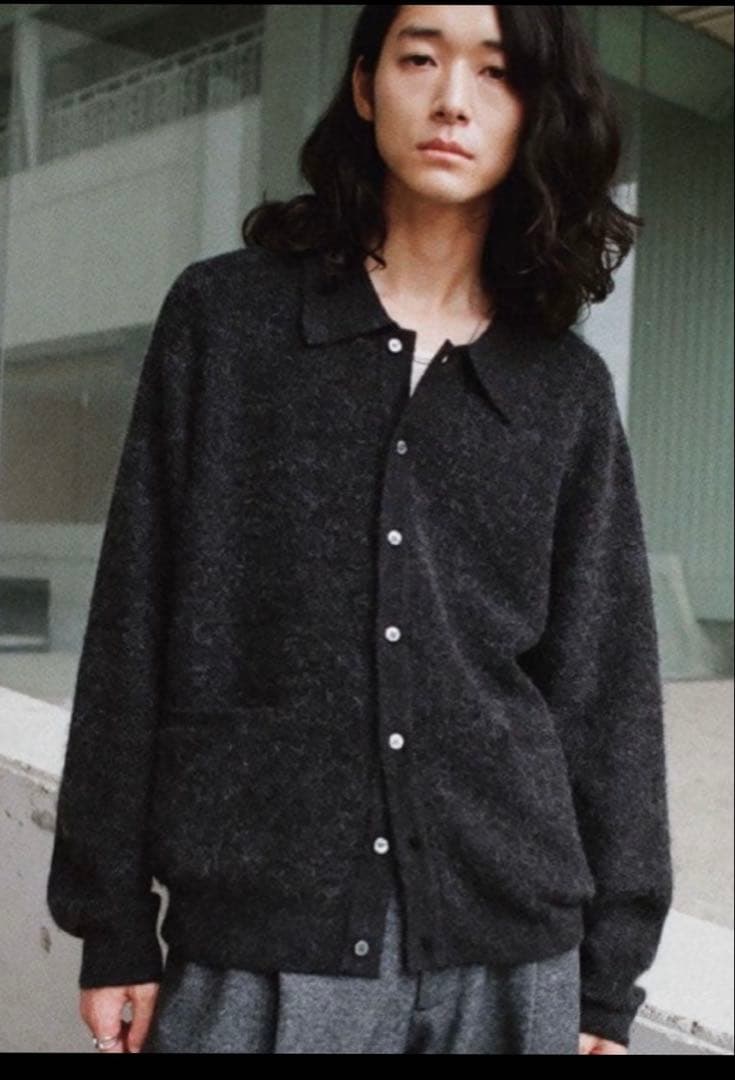 WYM MOHAIR BLEND KNIT SHIRT CARDIGAN ・M