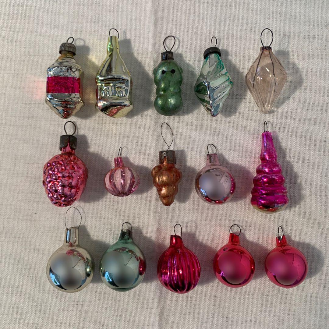 《SALE》ソビエト ミニガラスオーナメントセット 15個 ヴィンテージ