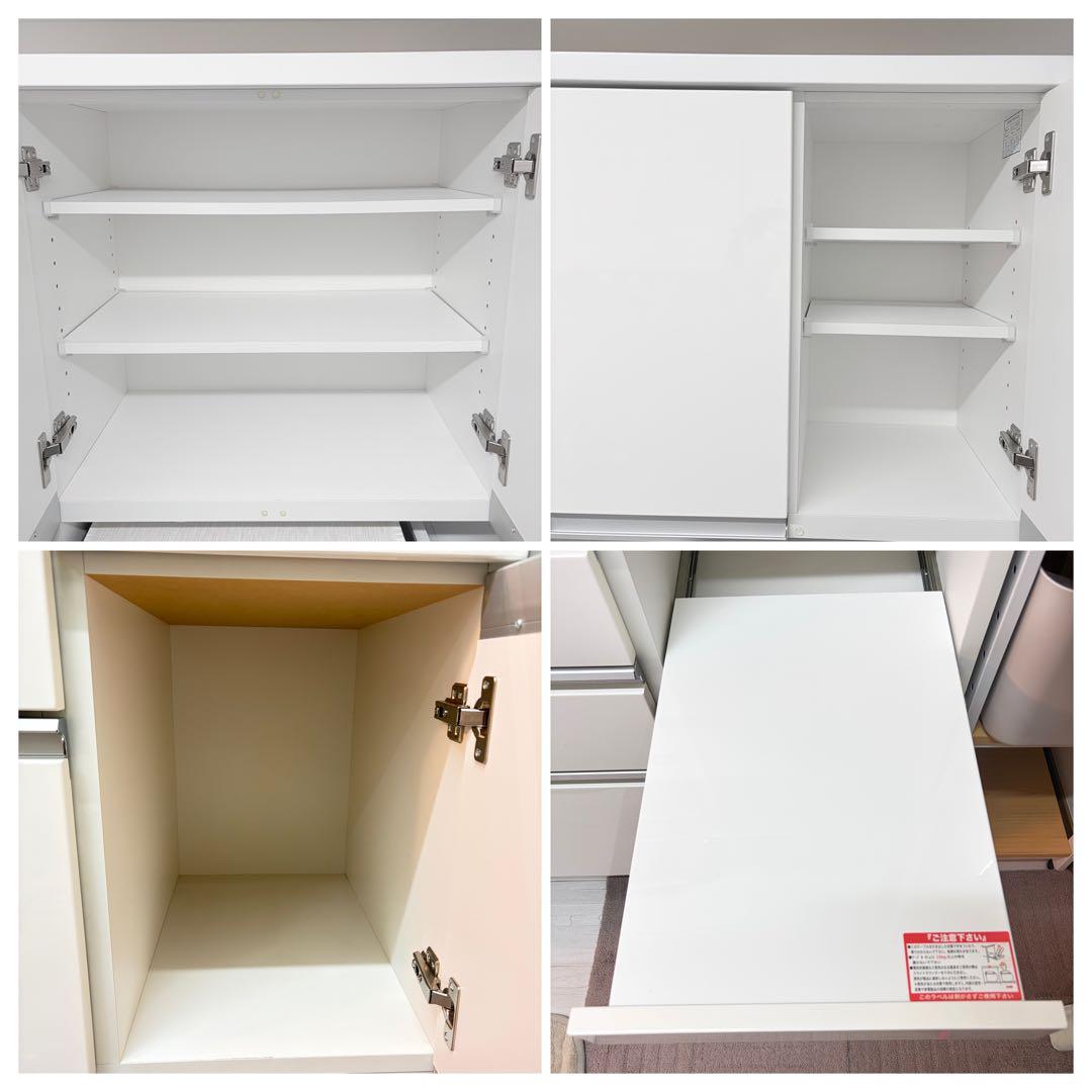 年末大幅値引！ ニトリ UV鏡面 食器棚 90 レジューム キッチンボード 高級