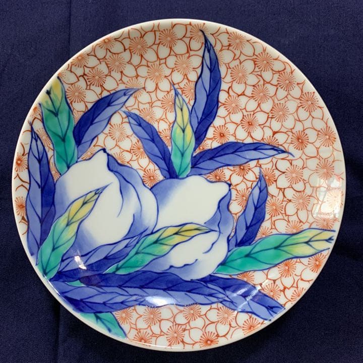 鍋島御庭焼　アンティーク　鍋島焼　杏葉紋　色鍋島　桃文様