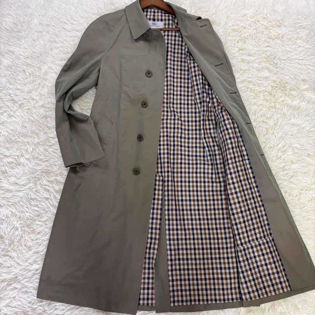 美品 Aquascutum 英国製 トレンチコート Aqua5 カーキ L相当