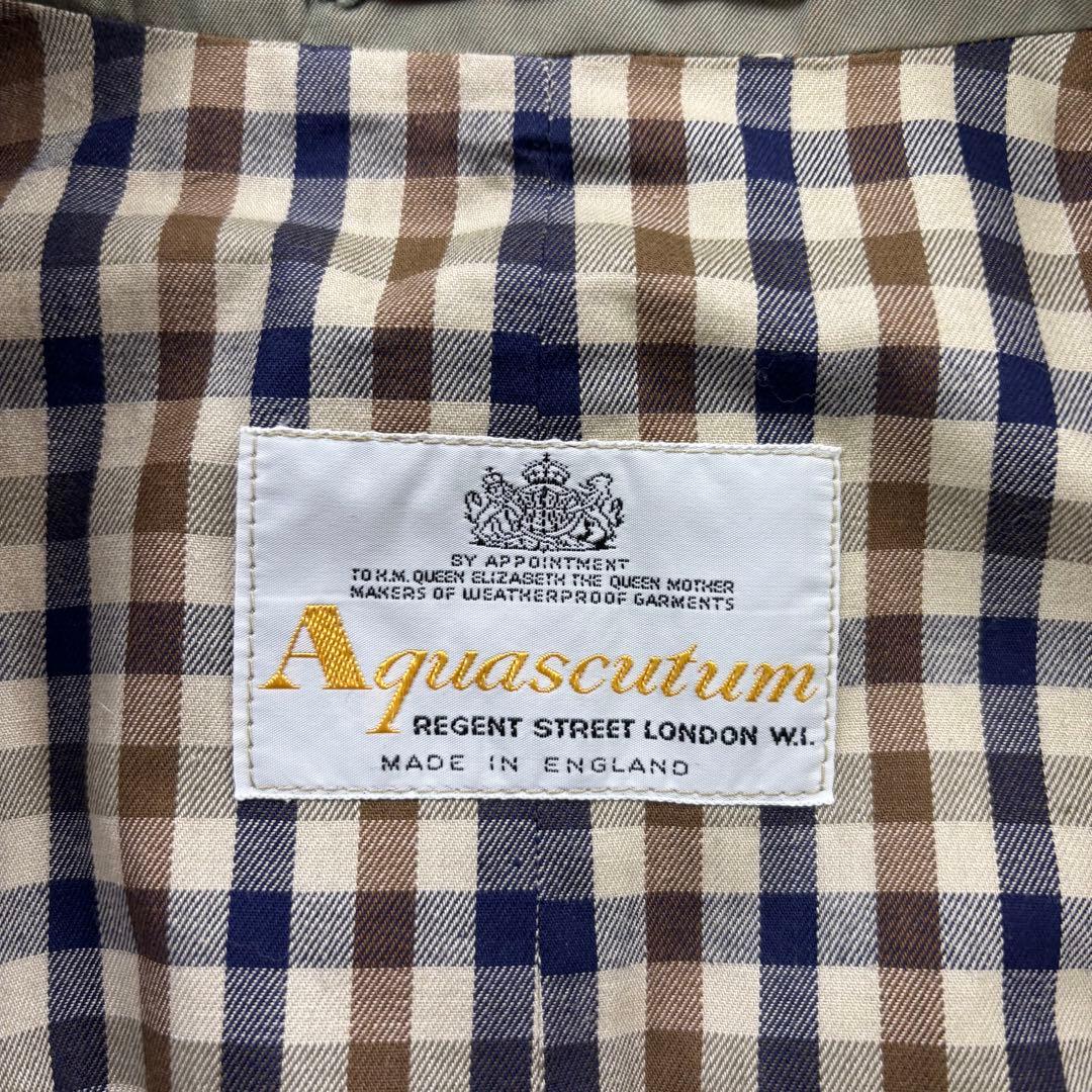 美品 Aquascutum 英国製 トレンチコート Aqua5 カーキ L相当