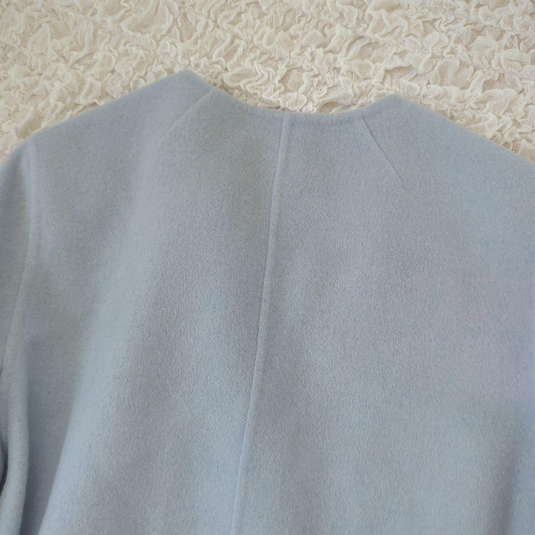 【美品】ballsey プレミアムウール　リバーノーカラーコート　水色　ベルト