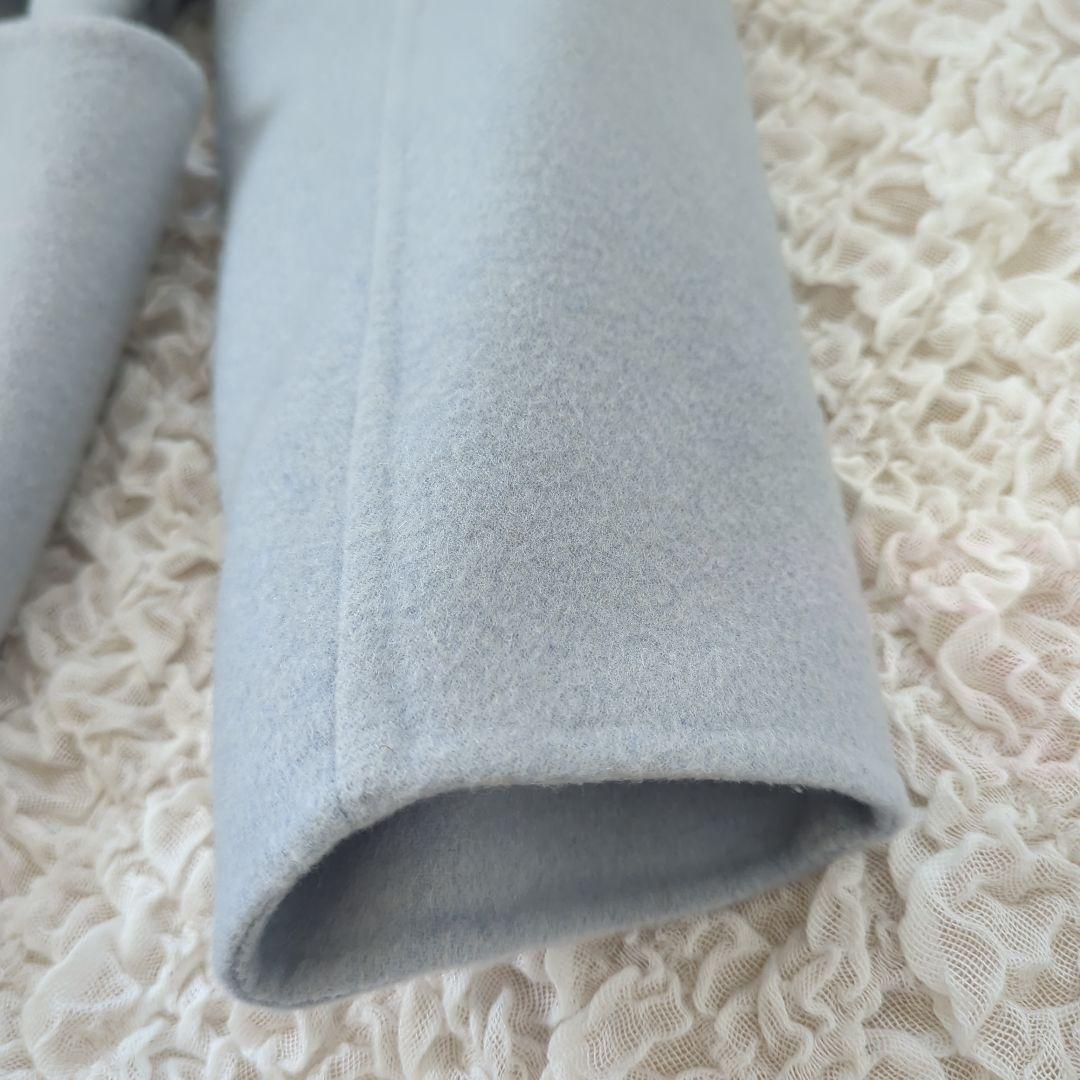 【美品】ballsey プレミアムウール　リバーノーカラーコート　水色　ベルト