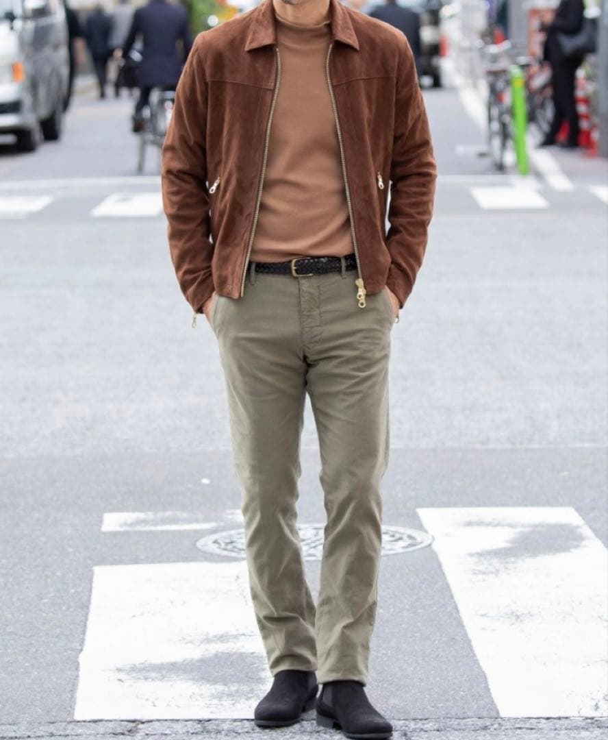 CINQUANTA スエード シングルライダース ブラウン 46