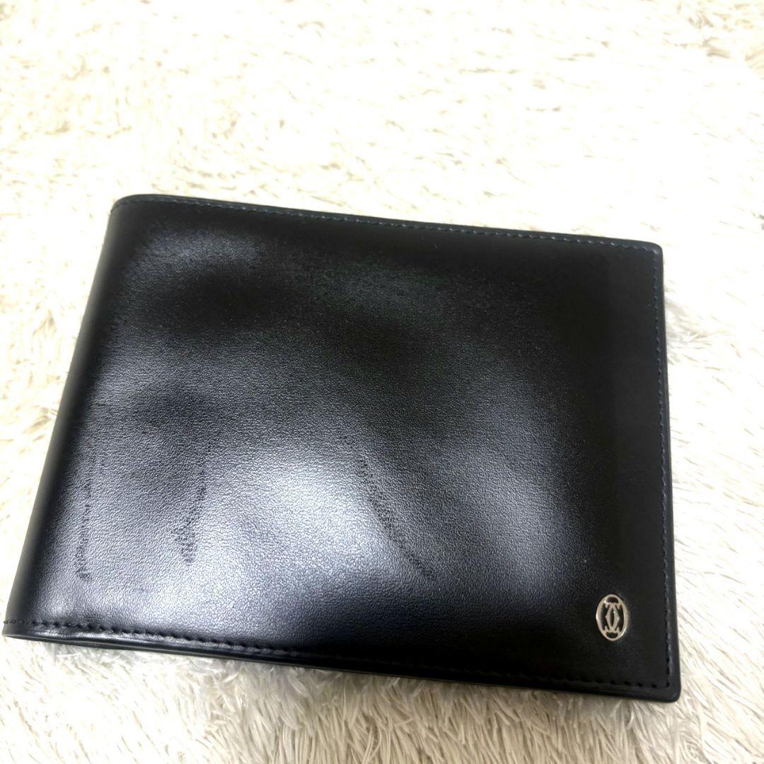 美品 Cartier カルティエ パシャ レザー コンパクト財布 ブラック 黒