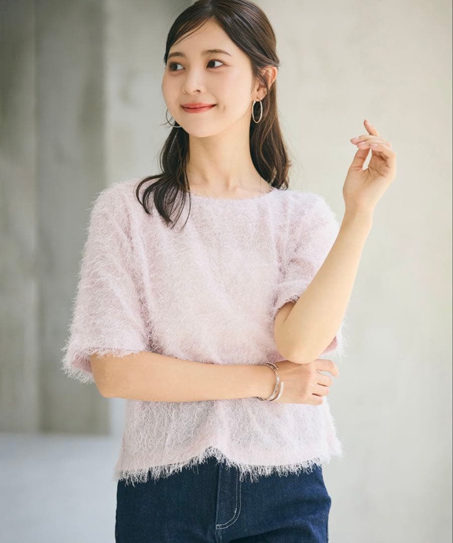 未使用タグ付き ストラstola. カットジャガードブラウス ピンク サイズ40