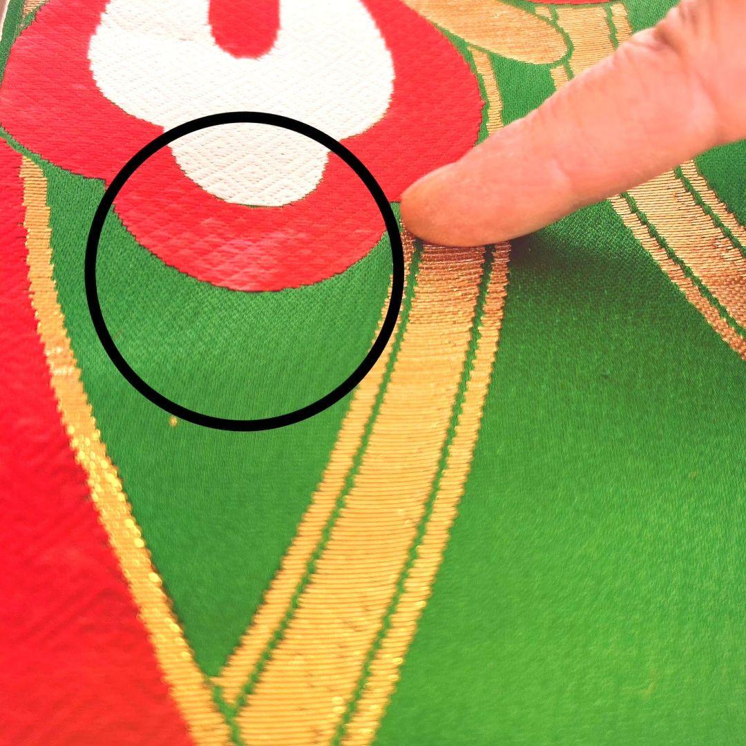 セット七五三7歳女の子長着＆簡単半衿＆袋帯＆草履＆バッグ＆小物朱色ちりめん扇菊鳥