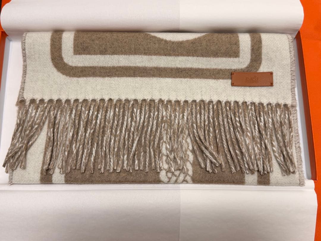 専用　新品　エルメス　HERMES カシミヤマフラー 《コーチング》　キャラメル