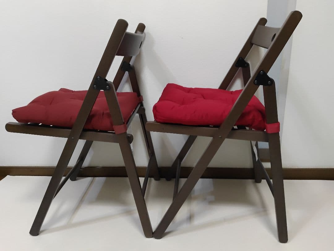 クッション付き　2脚　IKEA　TERJE　FRÖSVI　木製折りたたみチェア