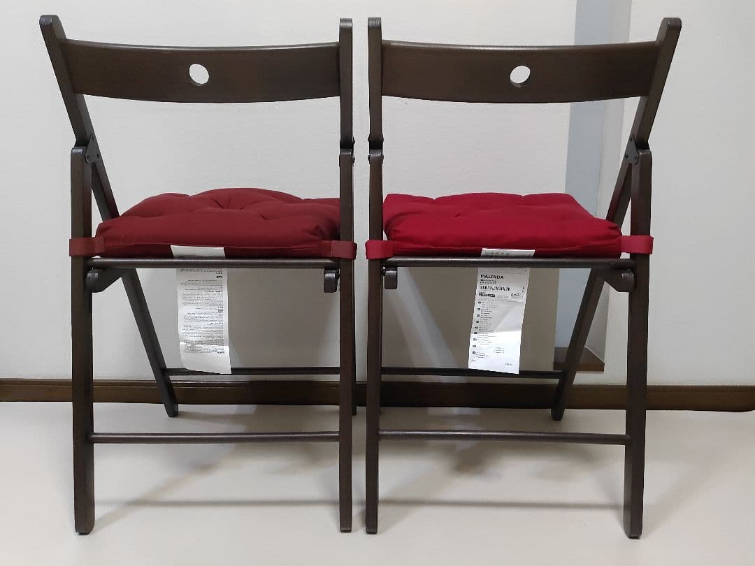 クッション付き　2脚　IKEA　TERJE　FRÖSVI　木製折りたたみチェア