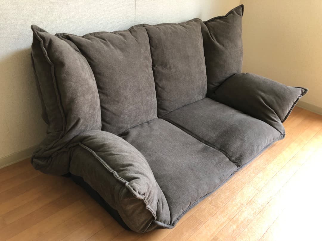 2人掛けフロアソファ ショコラブラウン 座椅子タイプ ベッドにもなる