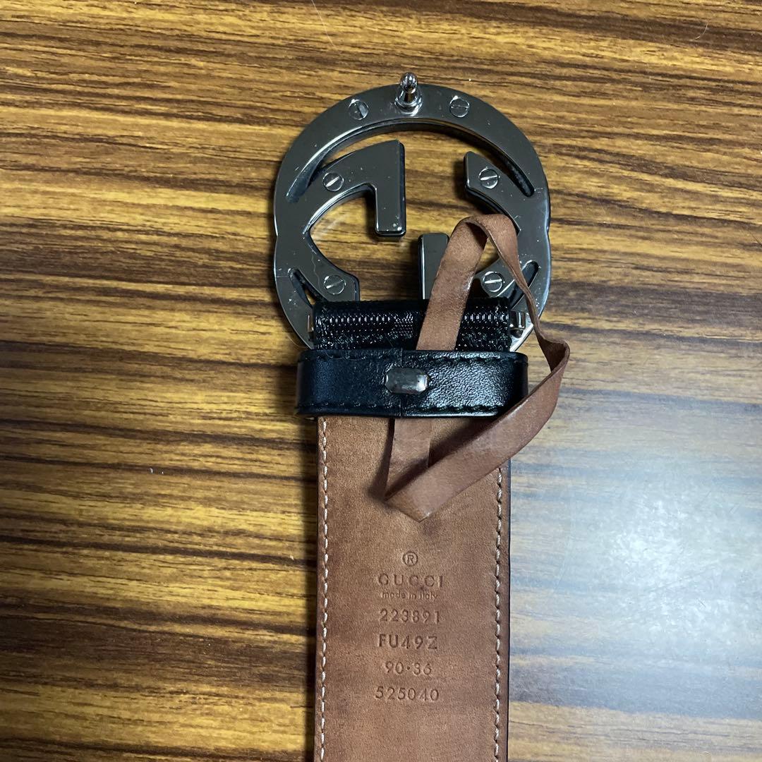 GUCCI グッチ ベルト インターロッキング GG デカロゴ 黒
