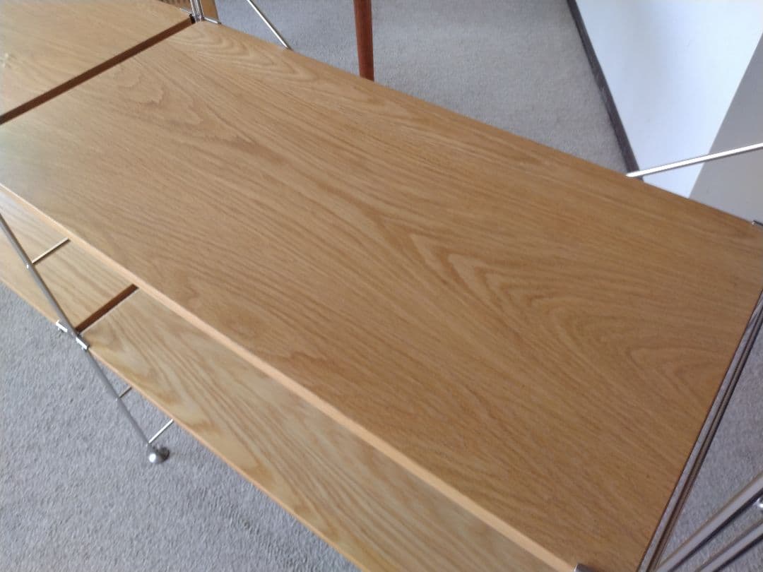 【訳あり良品】MUJI無印 ステンレスユニットシェルフ大ワイドオーク材4段連結