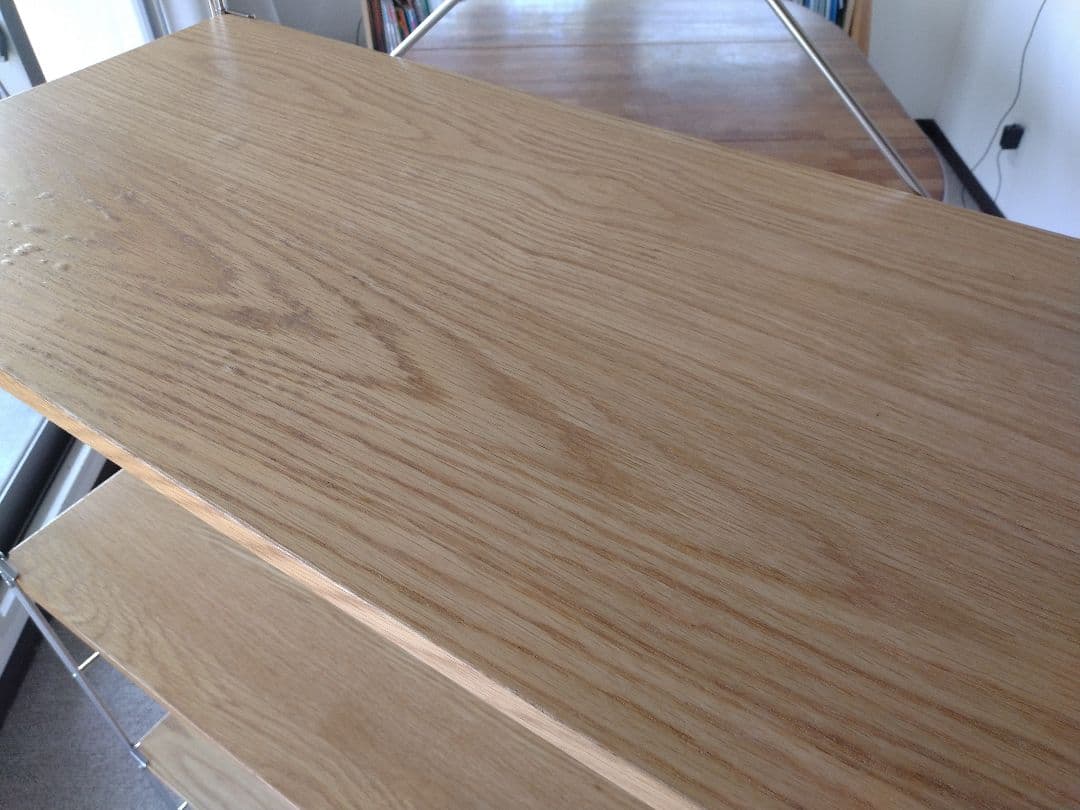 【訳あり良品】MUJI無印 ステンレスユニットシェルフ大ワイドオーク材4段連結