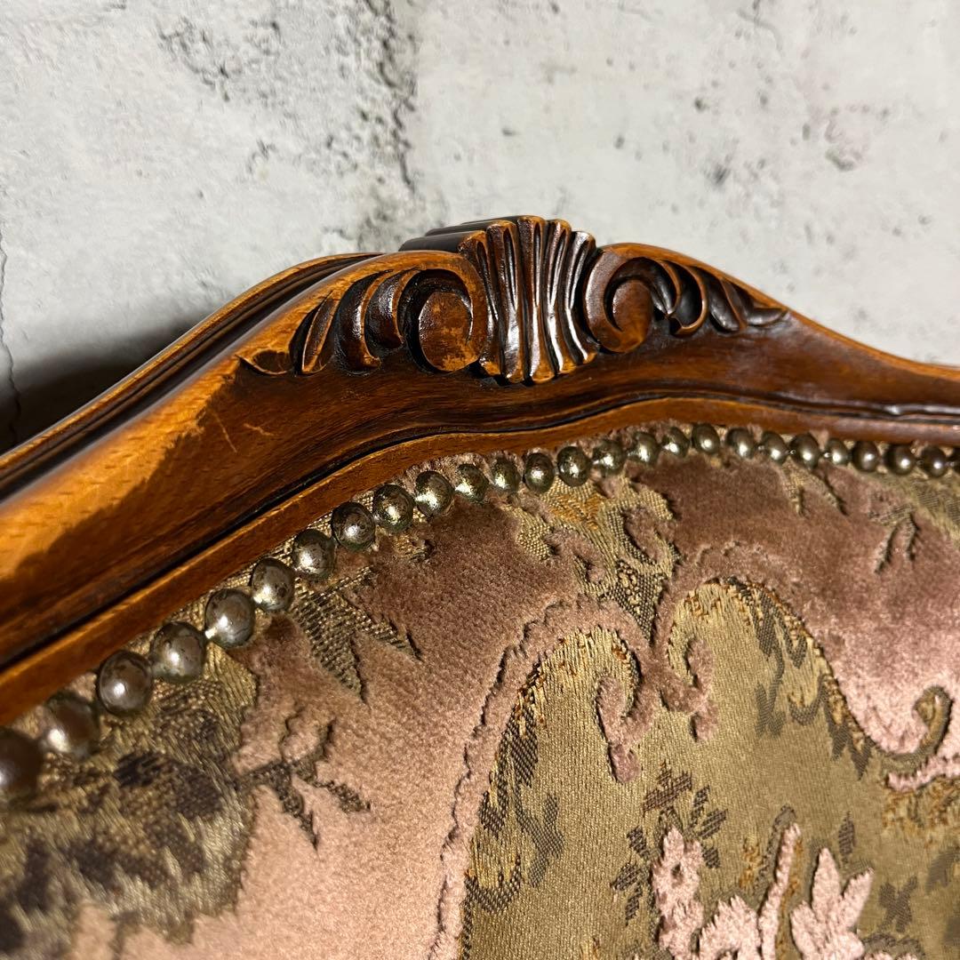 激レア【カリモク】クラシック 猫脚 ヴィンテージチェア 椅子 金華山織 ①