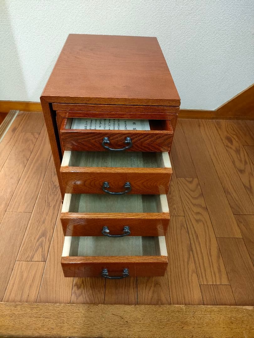 【ほぼ未使用】折り畳み　文机　職人手造り　引出し　銘木　欅　コンパクト　書斎机