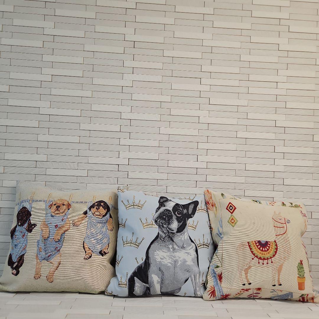 ゴブラン織クッションカバーフェザークッション３枚　新品