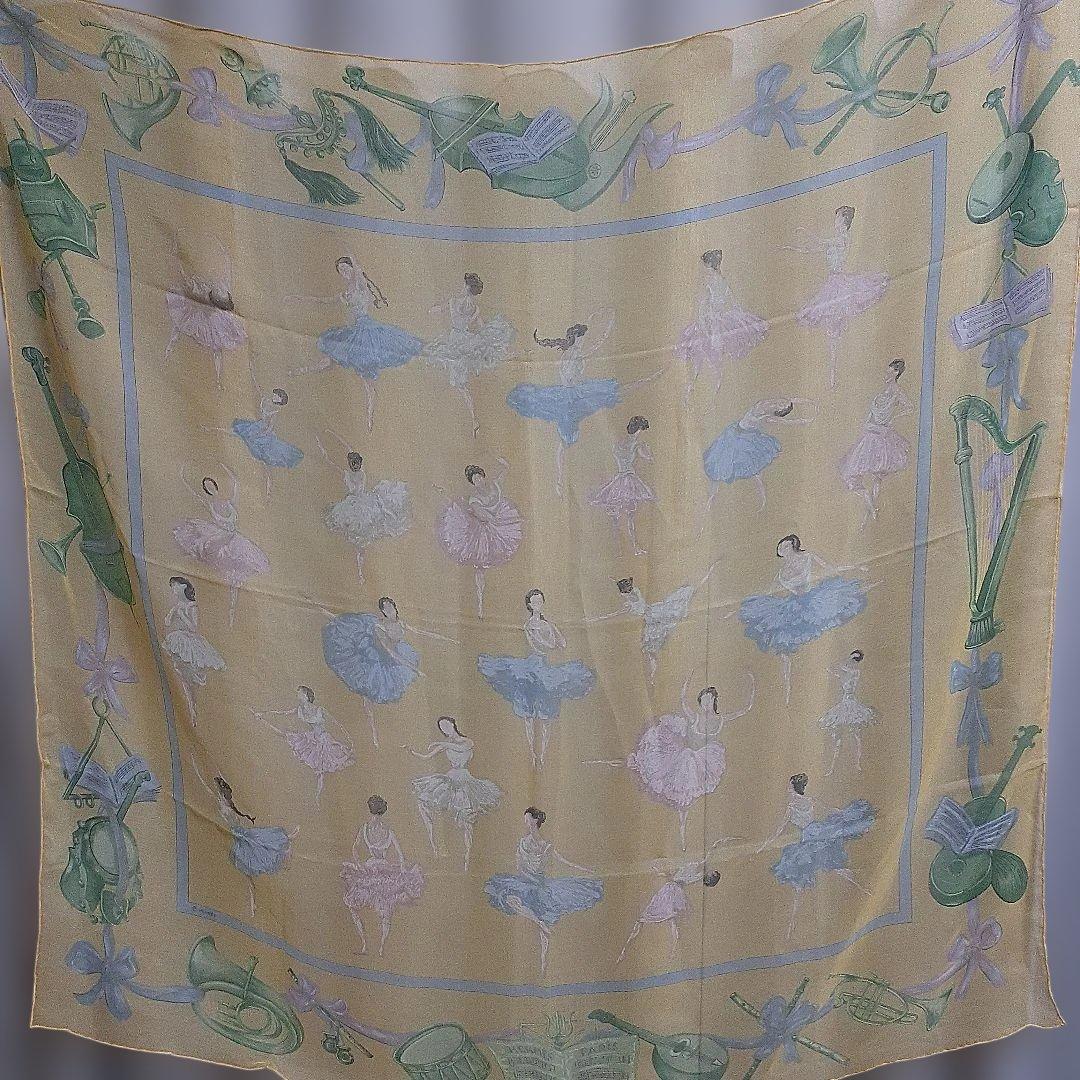 [アガサ!]HERMES バレリーナと楽器のイラスト スカーフ