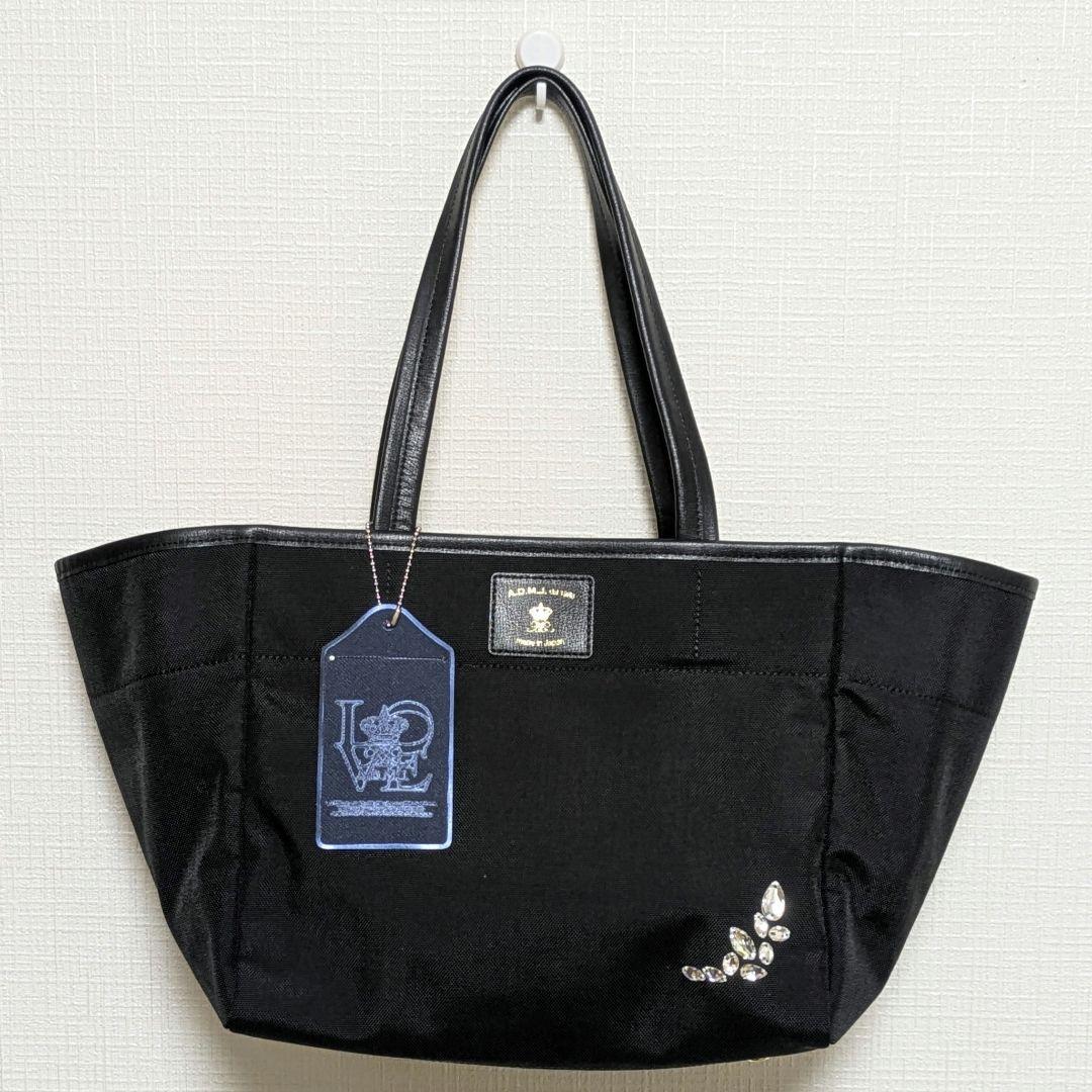 未使用 A.D.M.J. トートバッグ スワロフスキー ビジュー ブラック A4
