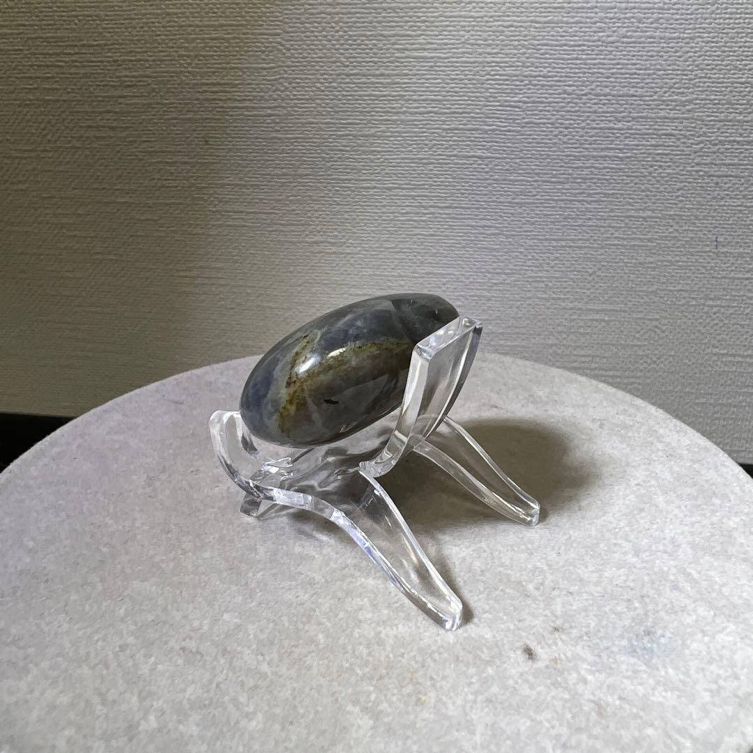 ナツナギお取り置き　希少色　ハート　ラブラドライト　握り石　台座付き(30-3)