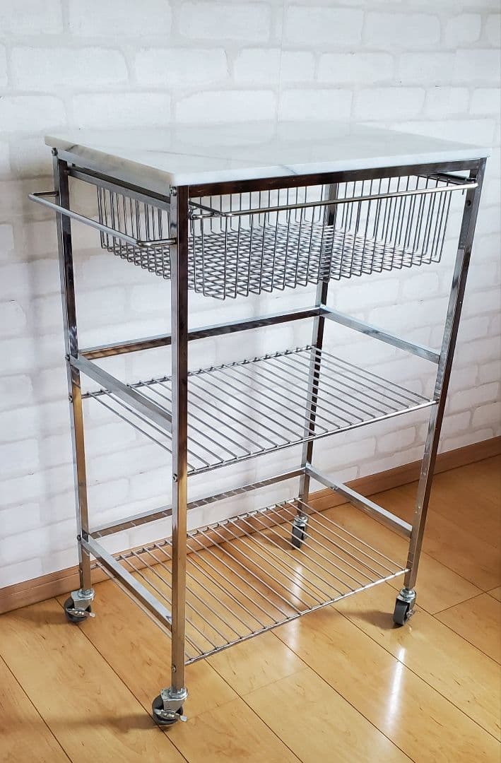 マーブルトップトローリーL 天然大理石 キッチンワゴン