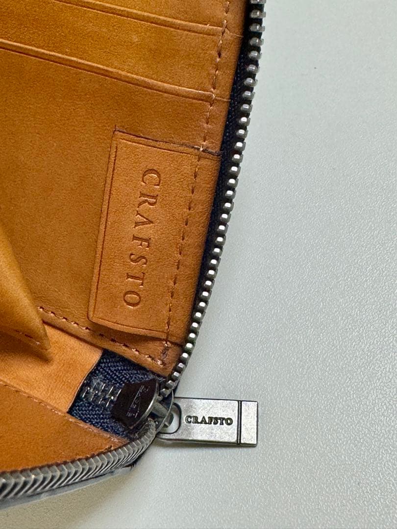 CLAFSTO L字ファスナー 二つ折り財布 ネイビー