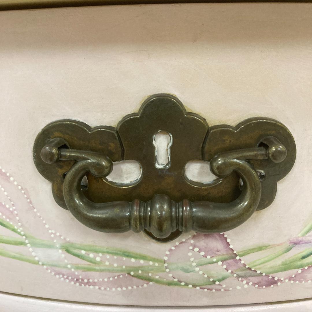 猫脚　３段チェスト　サイドチェスト　花柄