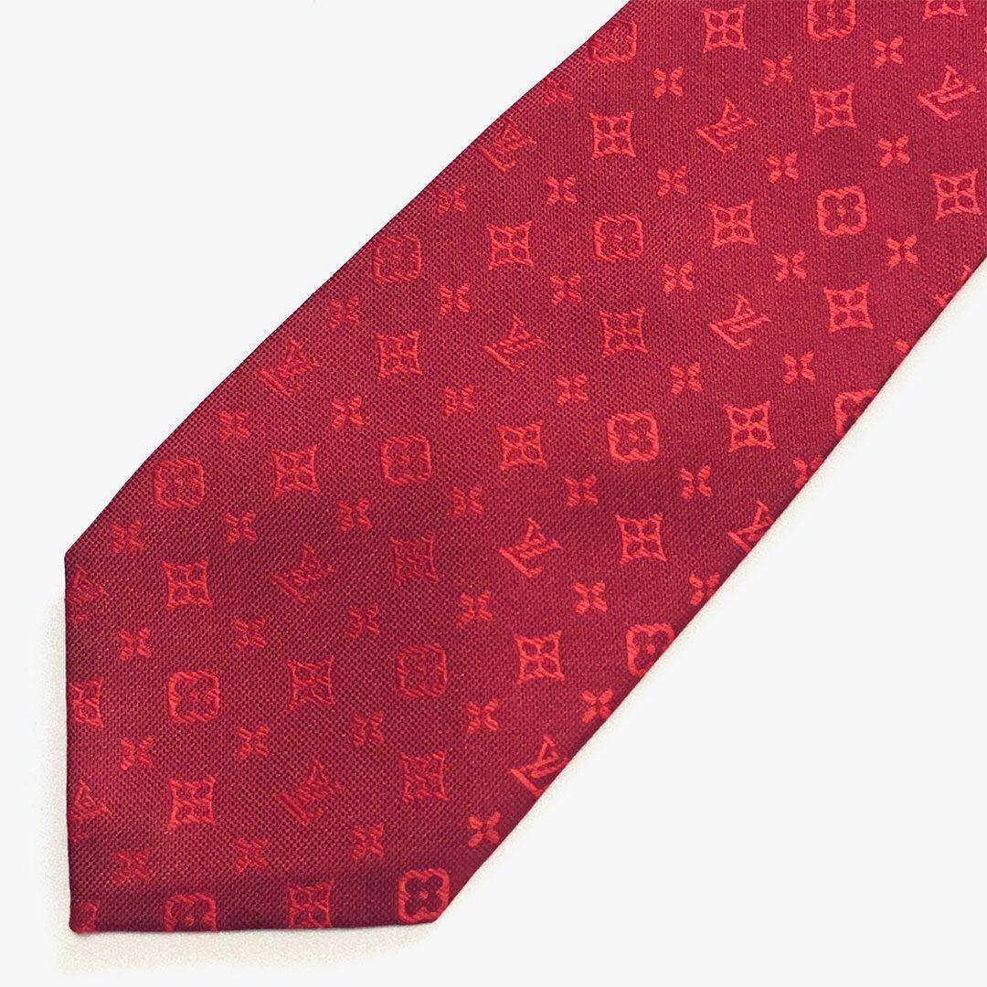 未使用級 ルイヴィトン Louis Vuitton ネクタイ レッド モノグラム