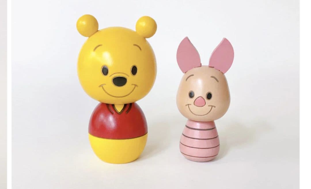 卯三郎こけし　ディズニー　くまのプーさん＆ピグレット