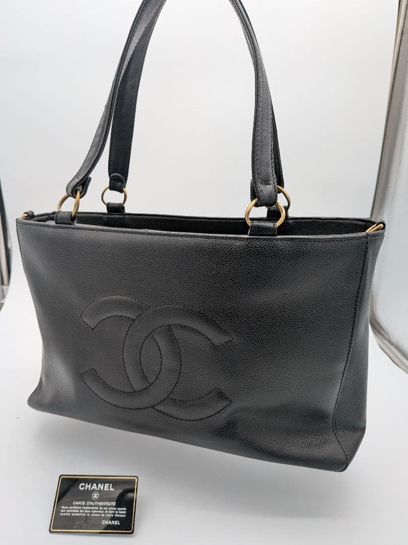CHANEL ブラックキャビアスキン・ココマーク2WAYトート・ギャランティ付