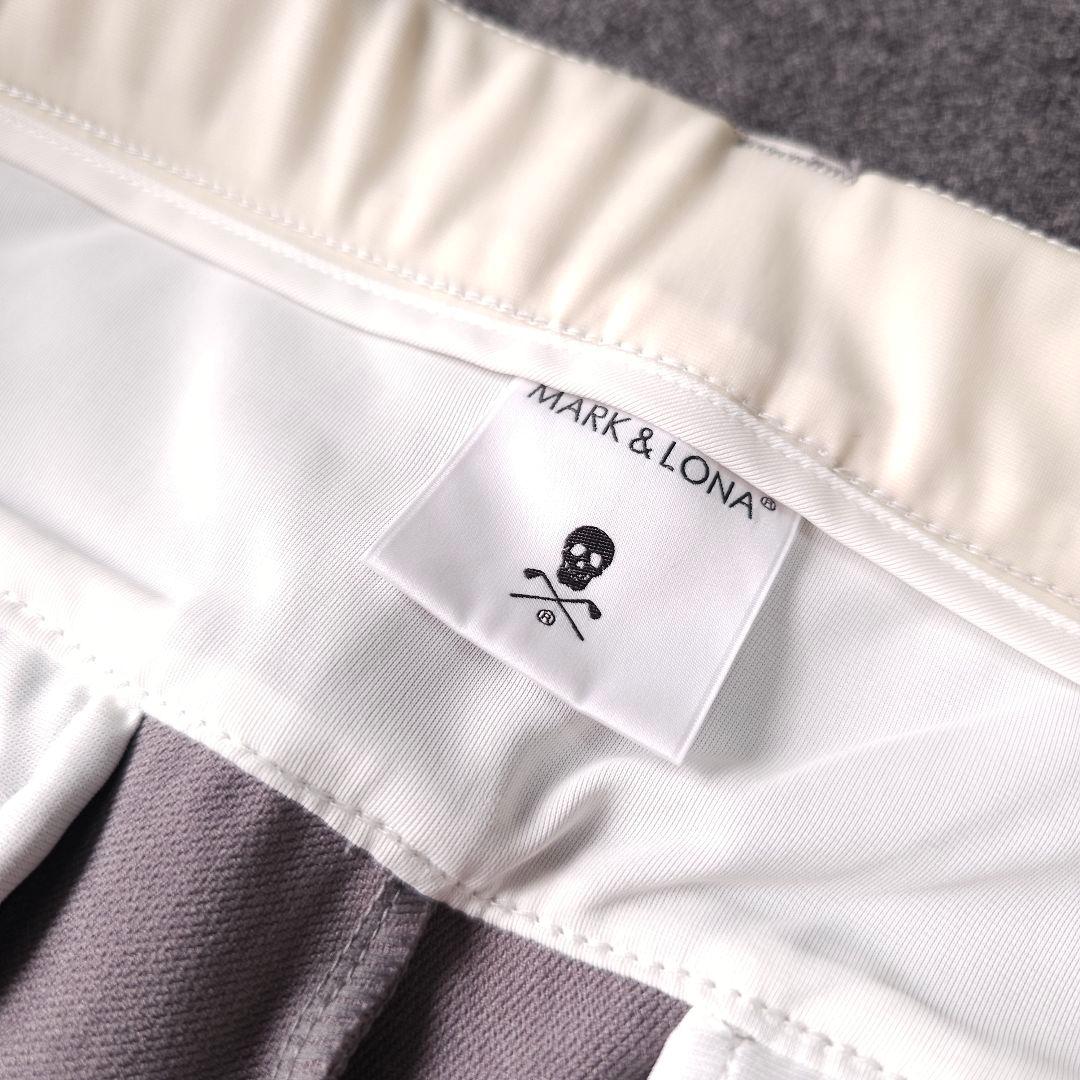 2023年 マークアンドロナ ストレッチゴルフパンツ L グレー スカル ロゴ