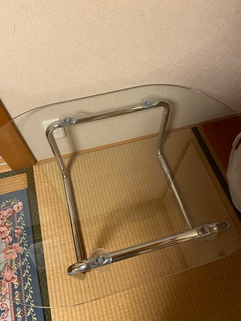 ガラステーブル ローテーブル 円形 クリア シルバー脚 90cm韓国インテリア