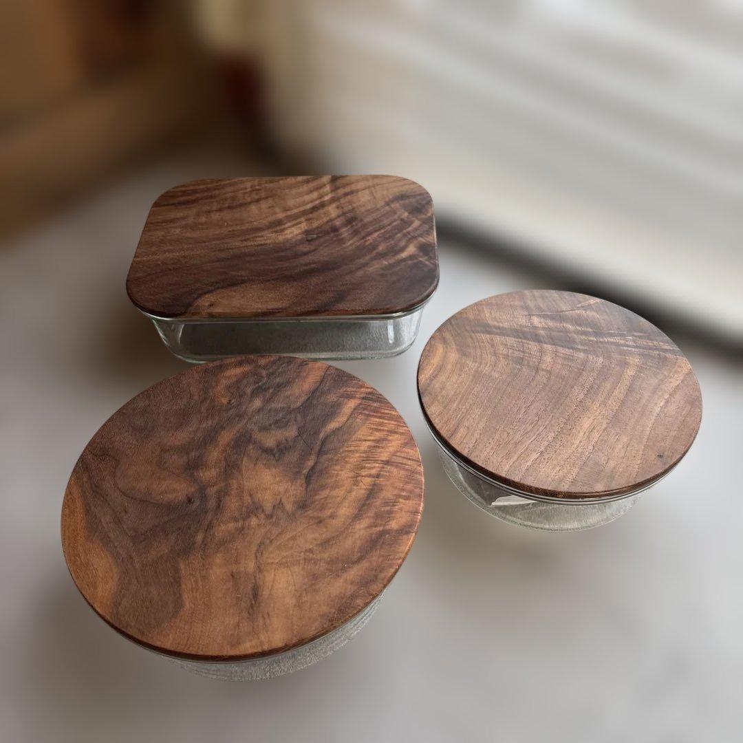 a.depeche アデペシュ ヌーン ガラス×ウォルナット 保存容器 3個