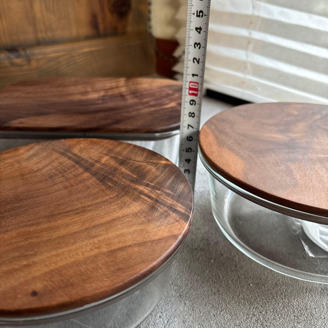 a.depeche アデペシュ ヌーン ガラス×ウォルナット 保存容器 3個