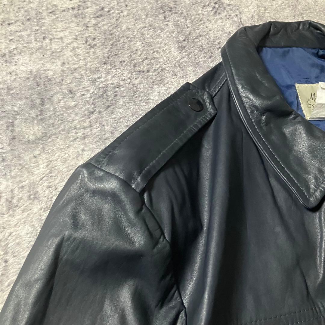 80sカナダ製短丈レザージャケット本革刺繍ボンバージャケット革ジャンブラック黒