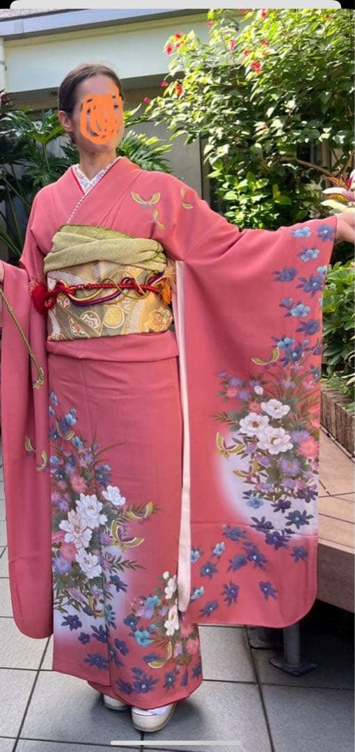 綸子✨ 振袖フルセット✨振袖、帯、帯揚げ、帯締め、半衿リボン、重ね襟の６点