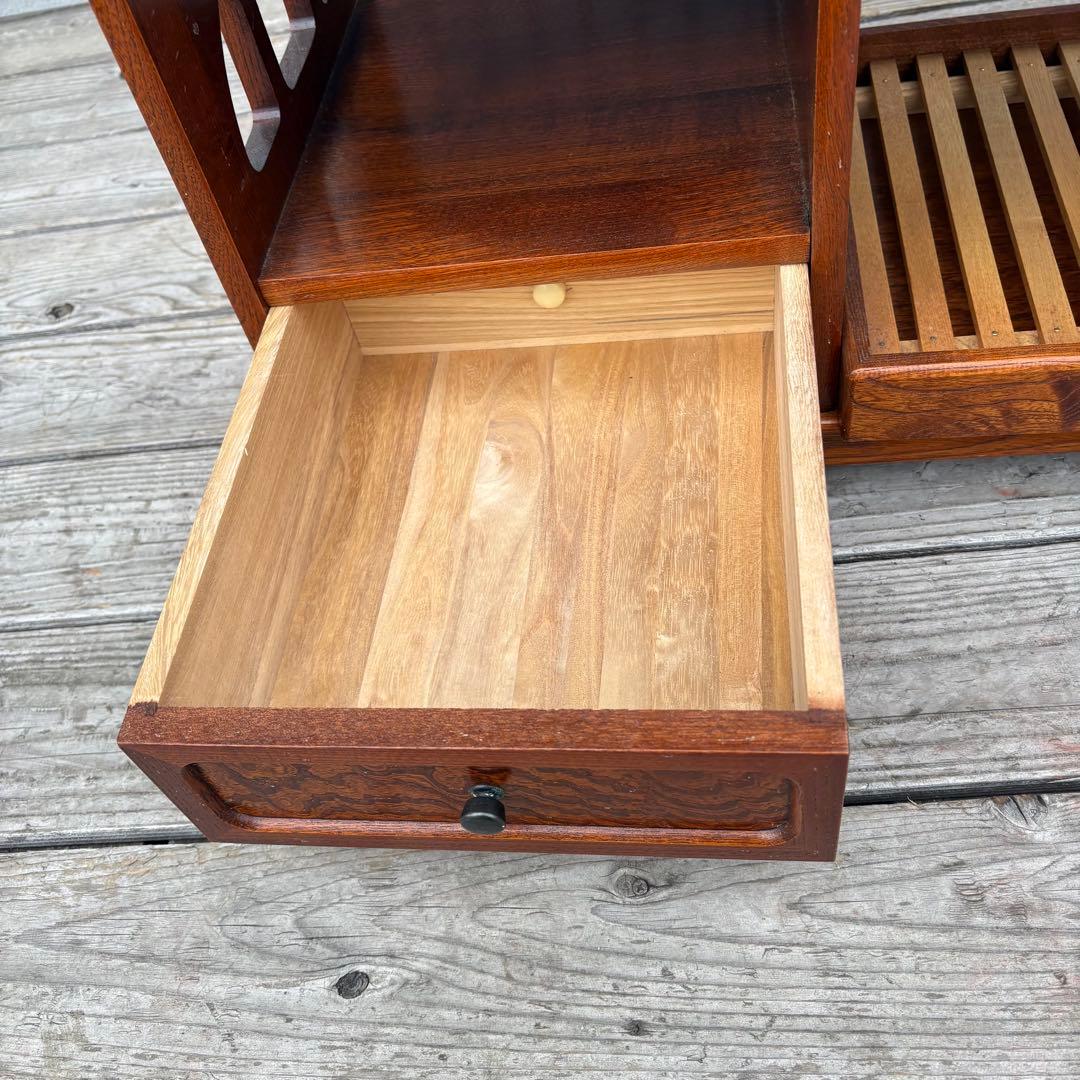 【昭和レトロ】木製 お座敷ワゴン ポットワゴン 隠しキャスター付 飾り棚 古道具