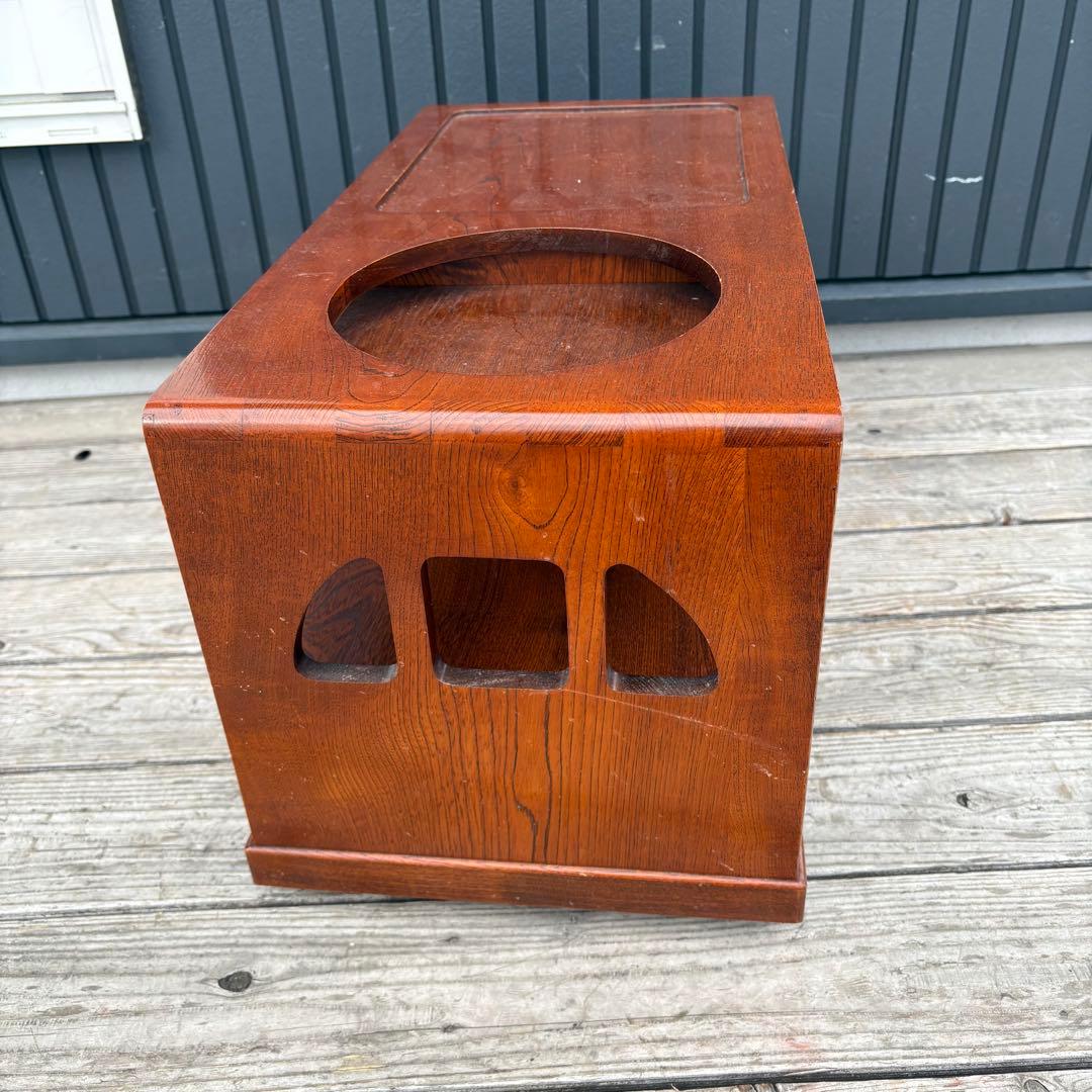 【昭和レトロ】木製 お座敷ワゴン ポットワゴン 隠しキャスター付 飾り棚 古道具