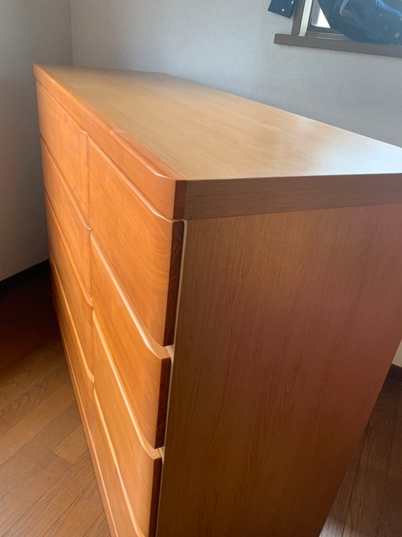 天然木　チェスト120 4段8杯　引き出し収納　三友ファニチャー　木製　タンス