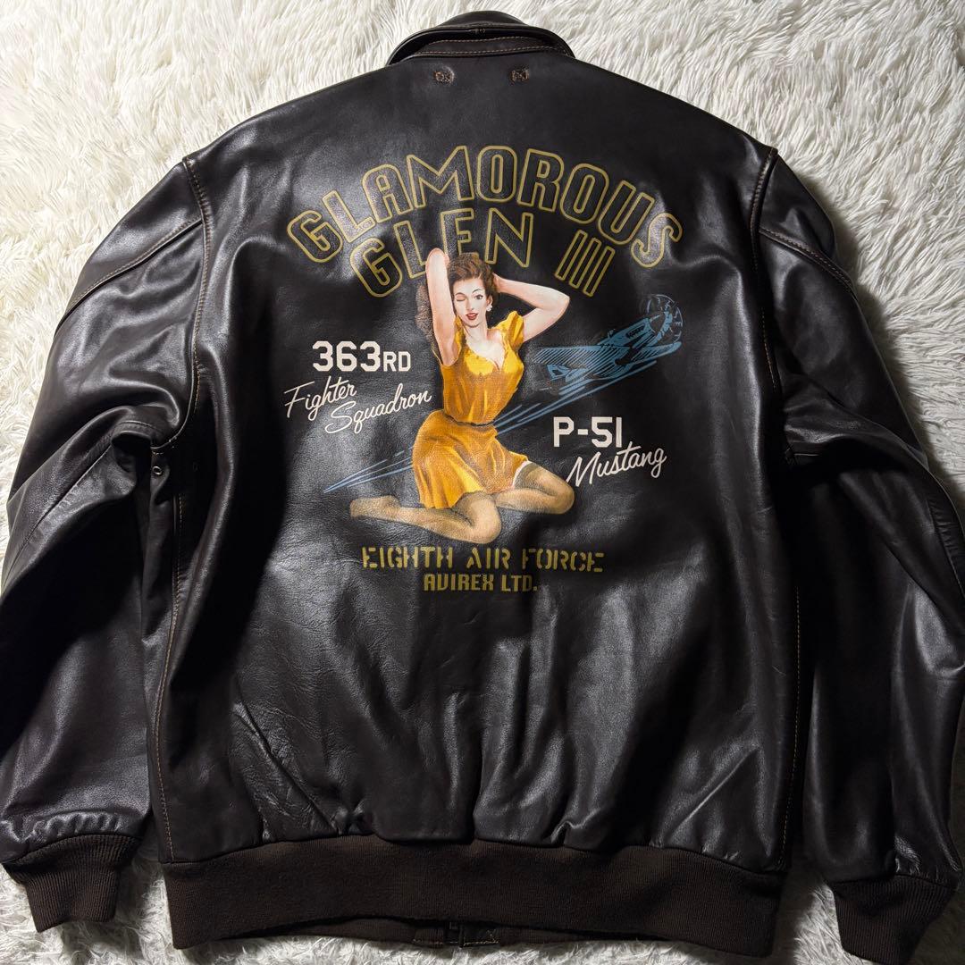 極美品■AVIREX フライトジャケット　A-2 馬革　ピンナップガール　44