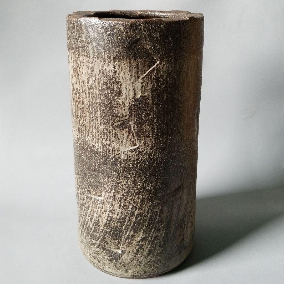 信楽焼傘立て  古窯変クシ目 高さ４３cm