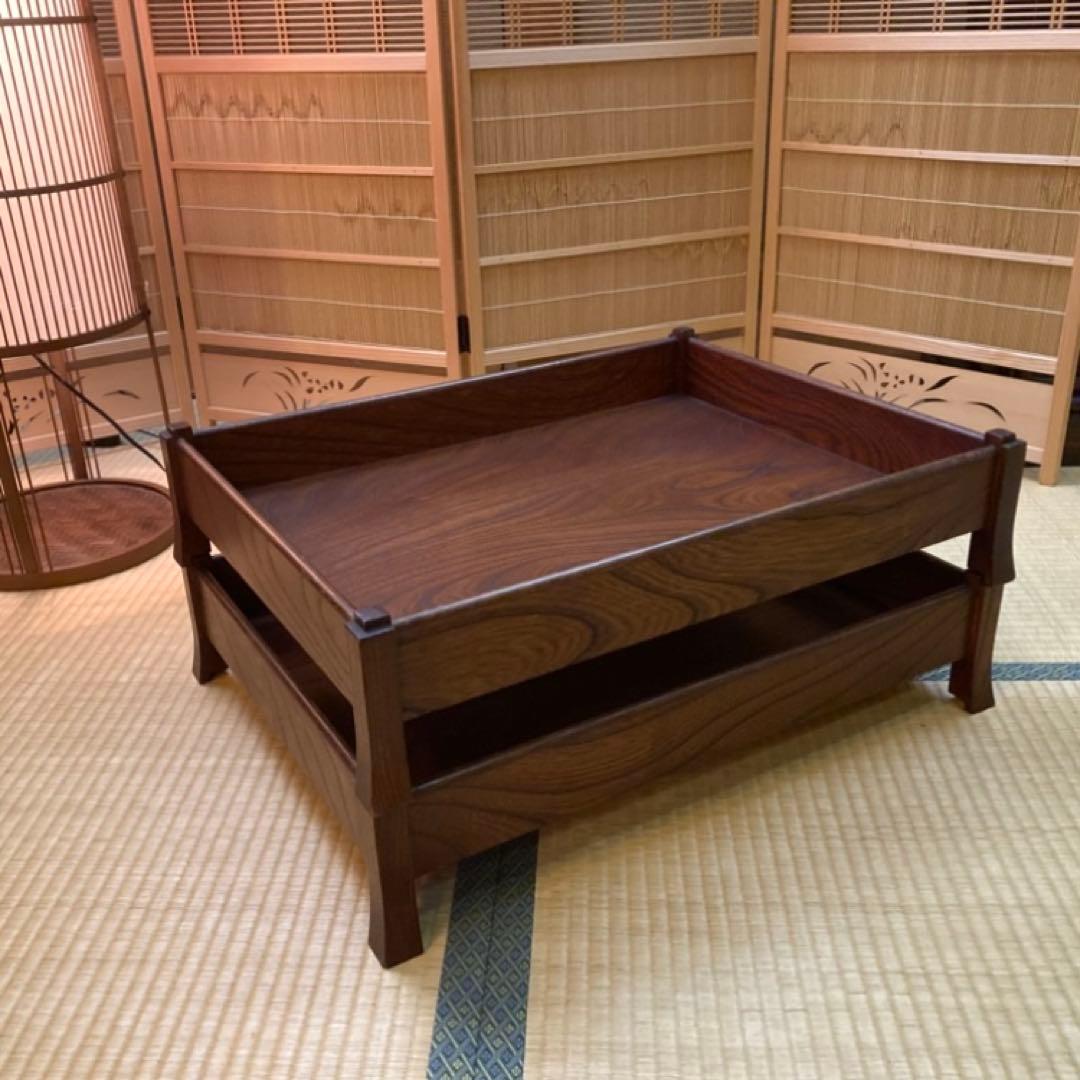 衣装盆 乱れ箱 脱衣籠 2段 棚 ラック 木製 櫓 脚付き 旅館 和風 レトロ