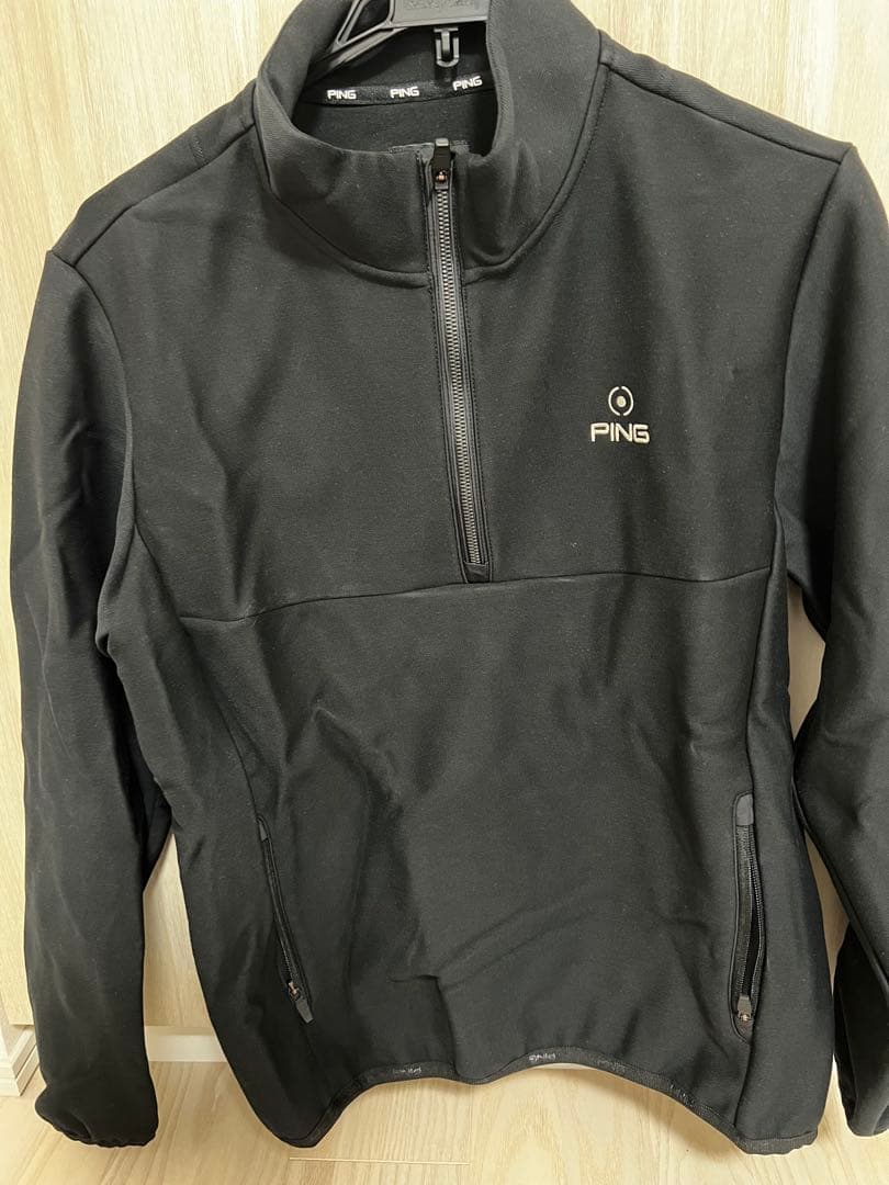裏起毛　PING メンズ ブラック ハーフジップジャケット L