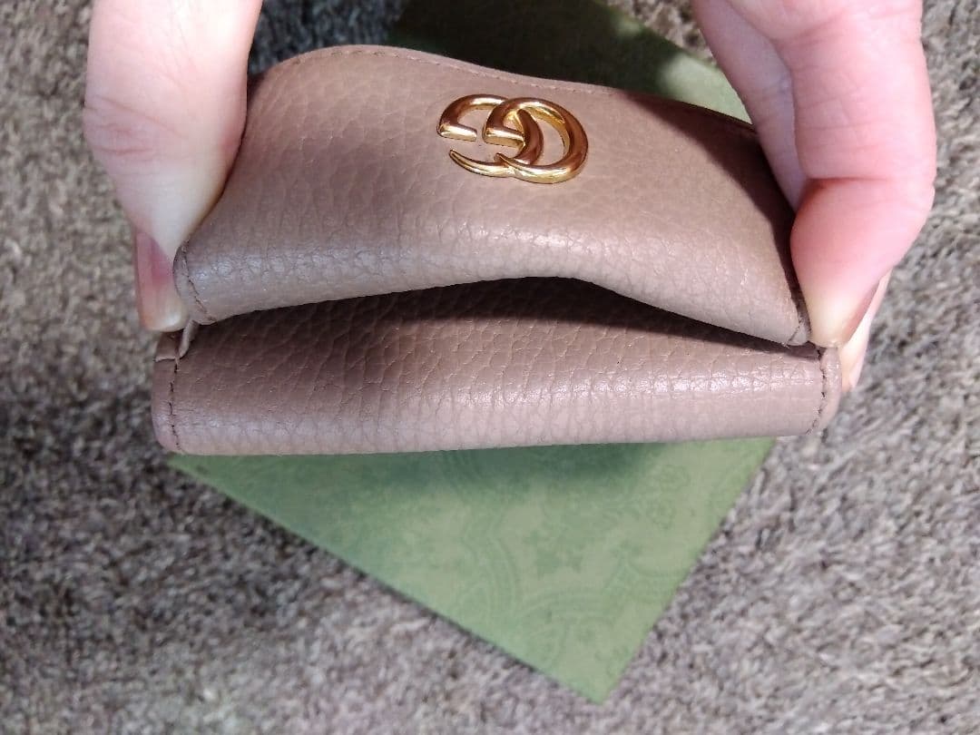 GUCCI ミ二財布 レザー 三つ折り財布 GGマーモント