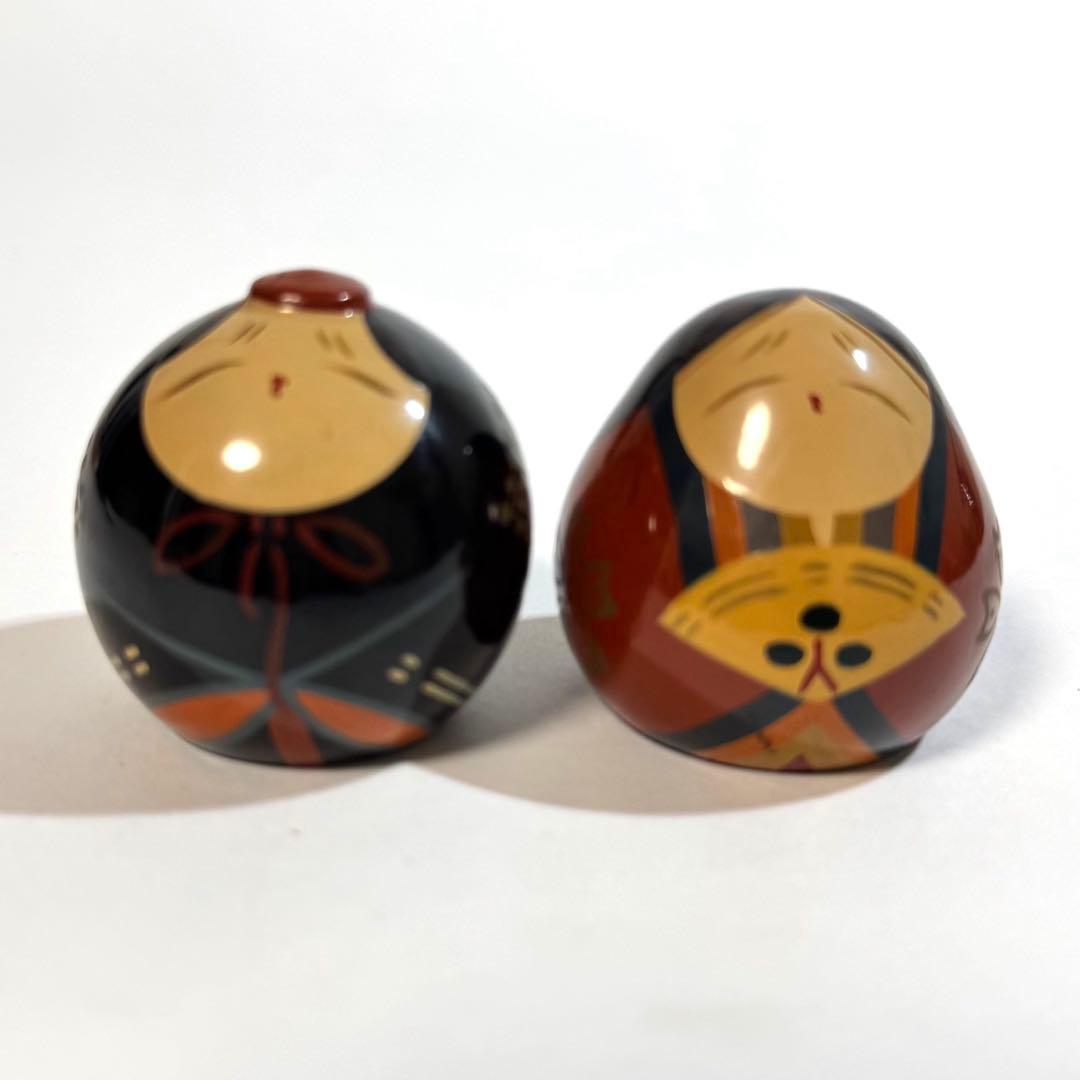 大内人形5点&紀州雛1点 木製漆塗り台付