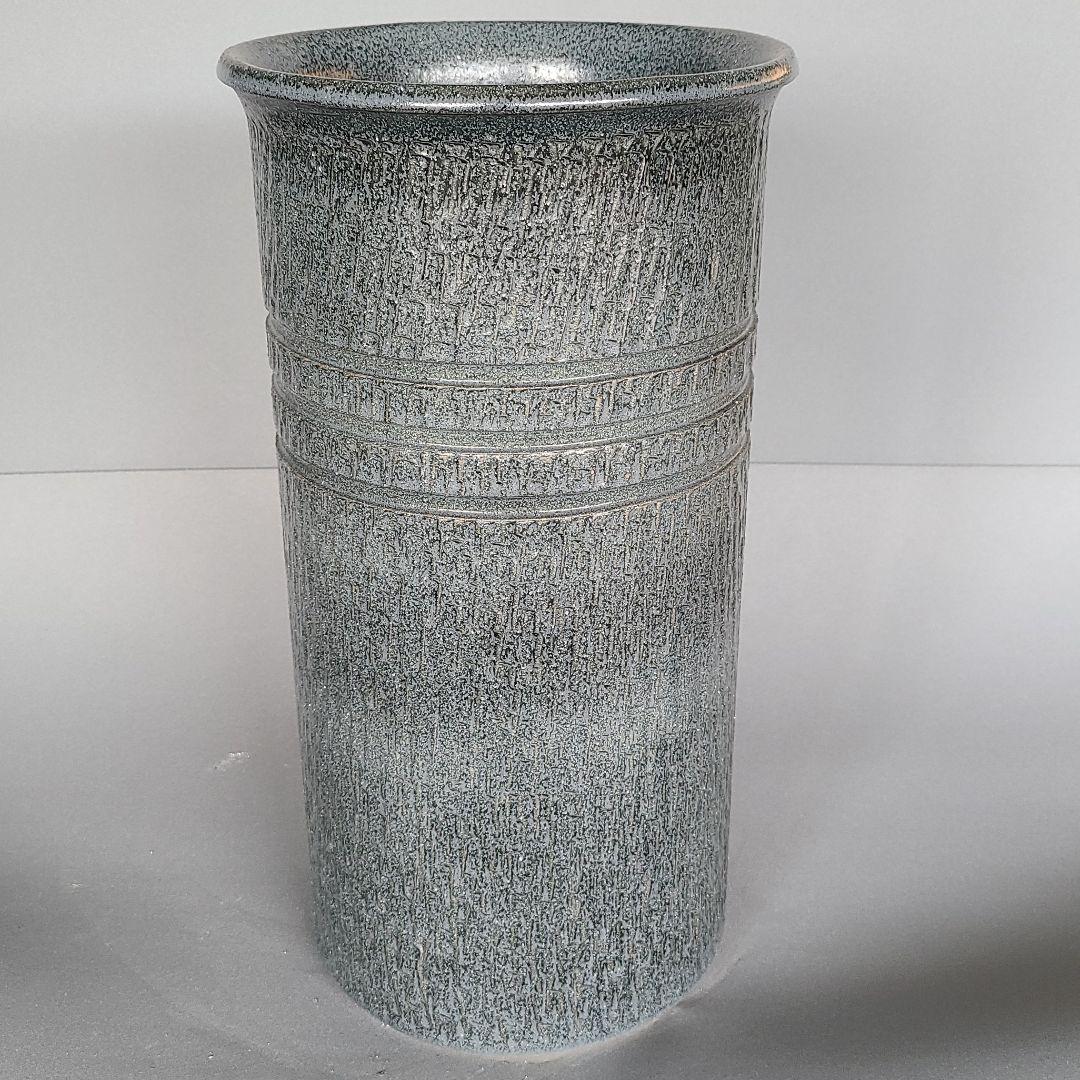 信楽焼傘立て  紺ストライプ  高さ４５cm